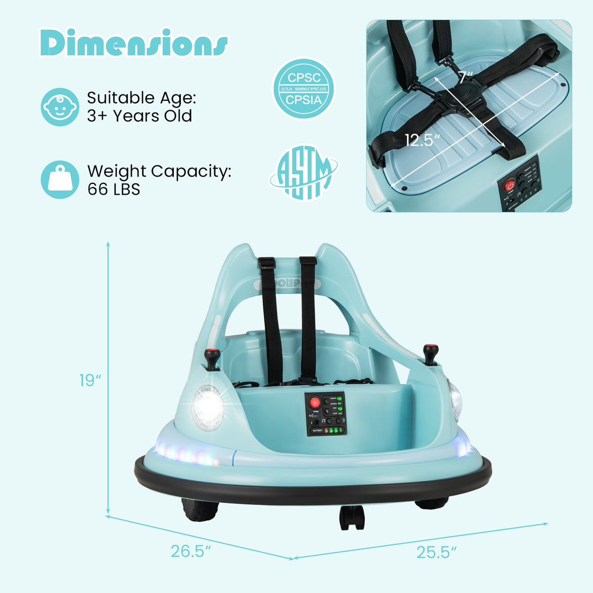 12V Kids Ride On Bumper Car with Remote Control and Dual Joysticks-Blue view 5