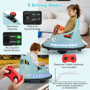 12V Kids Ride On Bumper Car with Remote Control and Dual Joysticks-Blue view 8