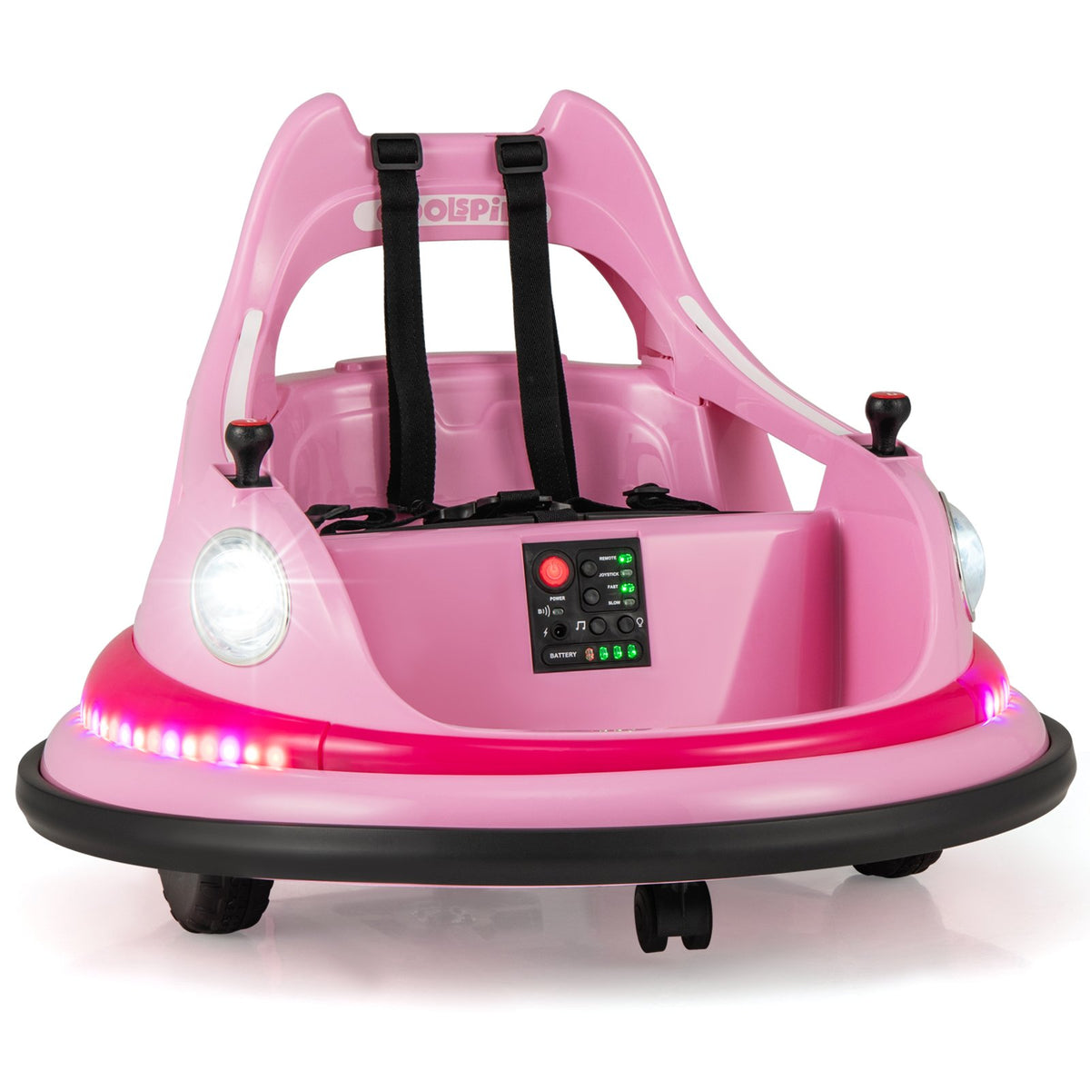 12V Kids Ride On Bumper Car with Remote Control and Dual Joysticks-Pink
