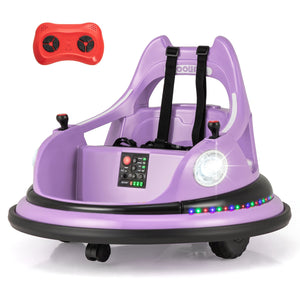 12V Kids Ride On Bumper Car with Remote Control and Dual Joysticks-Purple view 4
