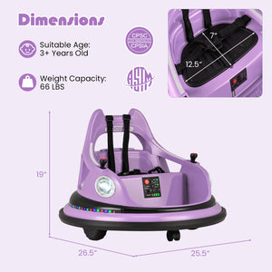 12V Kids Ride On Bumper Car with Remote Control and Dual Joysticks-Purple view 5