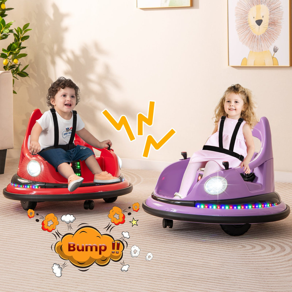 12V Kids Ride On Bumper Car with Remote Control and Dual Joysticks-Red view 2