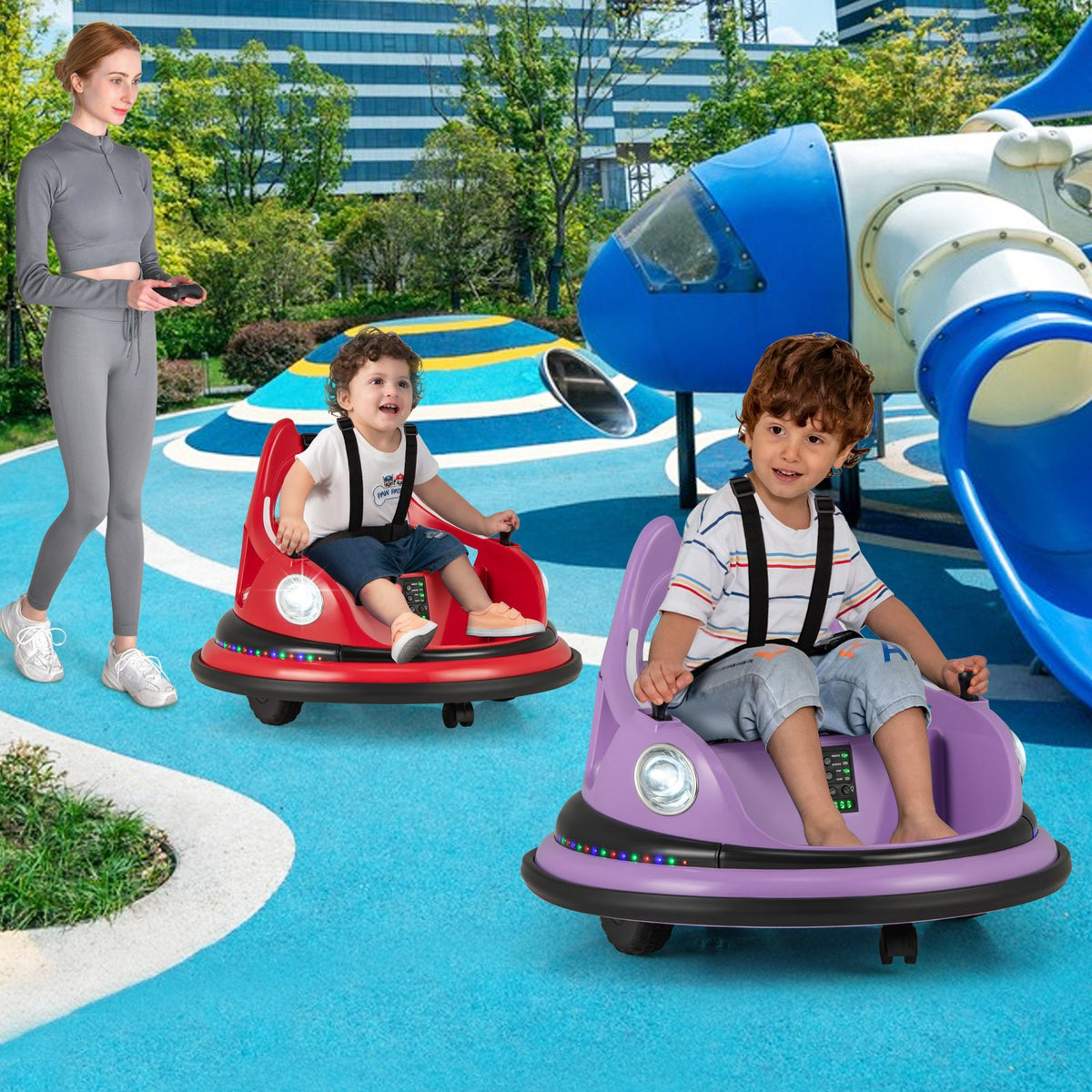 12V Kids Ride On Bumper Car with Remote Control and Dual Joysticks-Red view 3