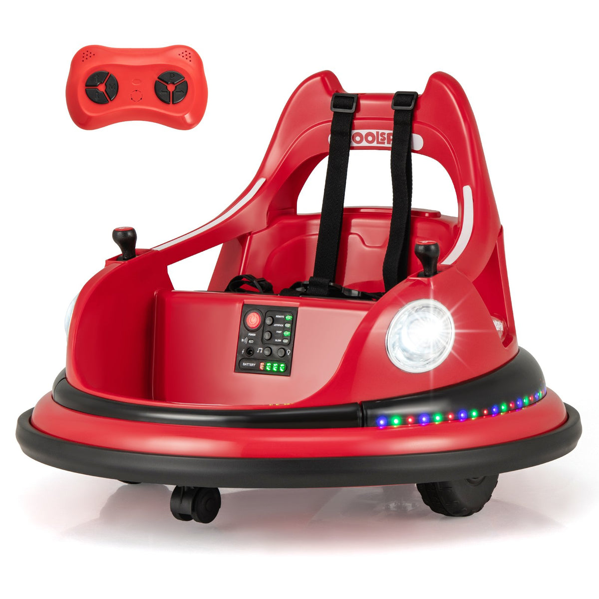 12V Kids Ride On Bumper Car with Remote Control and Dual Joysticks-Red view 4