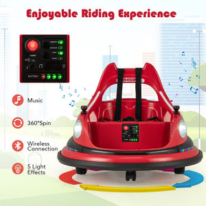 12V Kids Ride On Bumper Car with Remote Control and Dual Joysticks-Red view 8