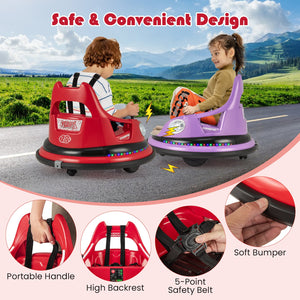 12V Kids Ride On Bumper Car with Remote Control and Dual Joysticks-Red view 9