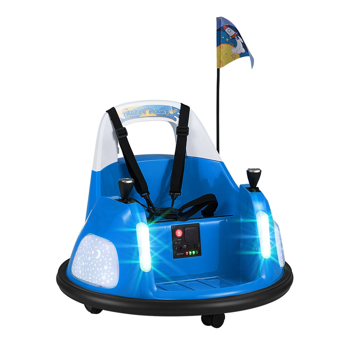 12V Kids Ride On Bumper Car with Remote Control and Flashing Lights-Blue