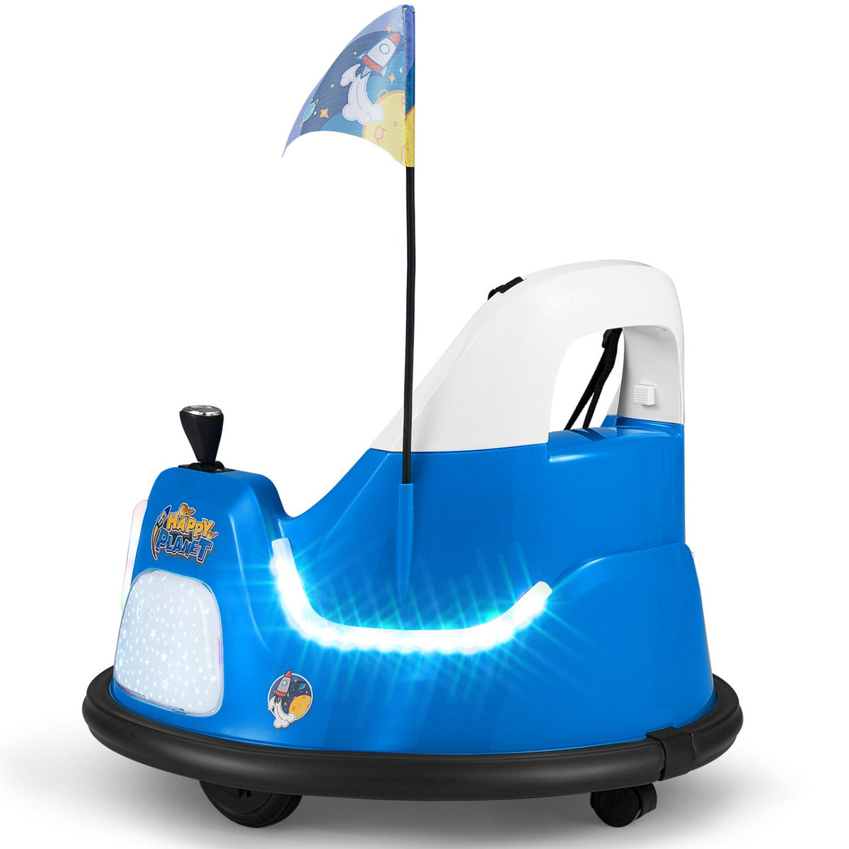 12V Kids Ride On Bumper Car with Remote Control and Flashing Lights-Blue view 3