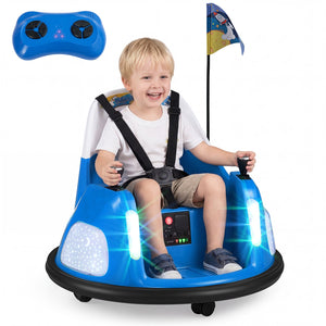 12V Kids Ride On Bumper Car with Remote Control and Flashing Lights-Blue view 6