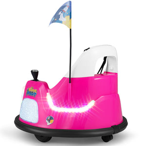 12V Kids Ride On Bumper Car with Remote Control and Flashing Lights-Pink view 3