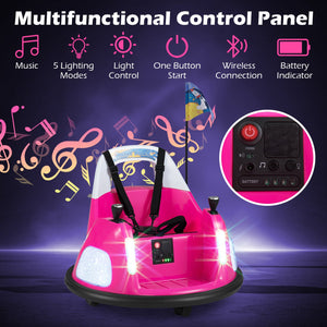12V Kids Ride On Bumper Car with Remote Control and Flashing Lights-Pink view 8