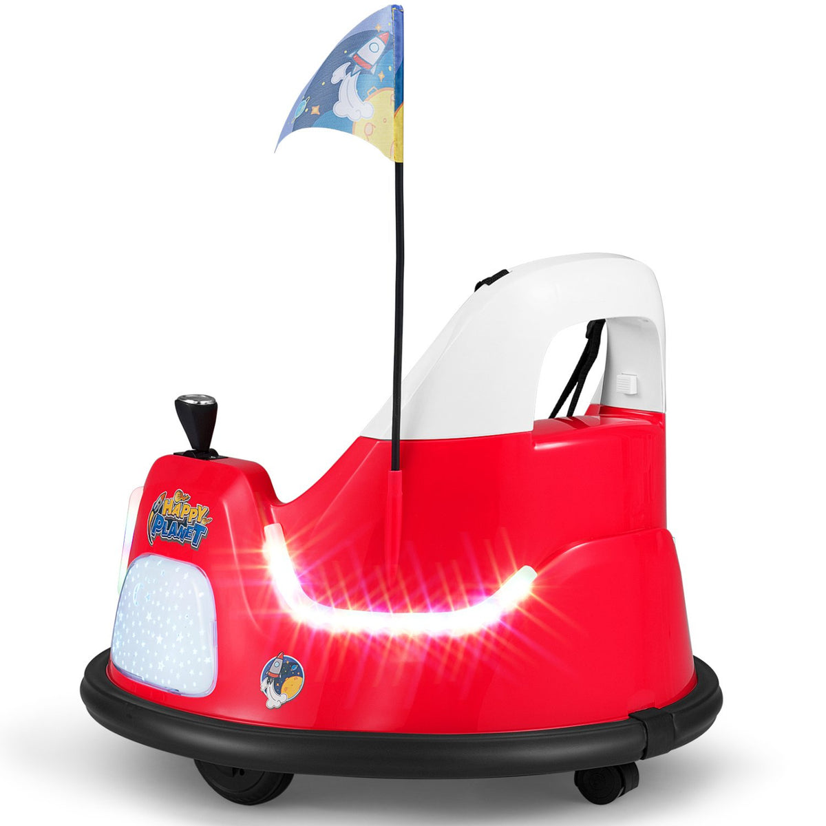12V Kids Ride On Bumper Car with Remote Control and Flashing Lights-Red view 3