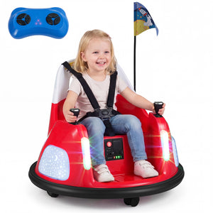 12V Kids Ride On Bumper Car with Remote Control and Flashing Lights-Red view 6