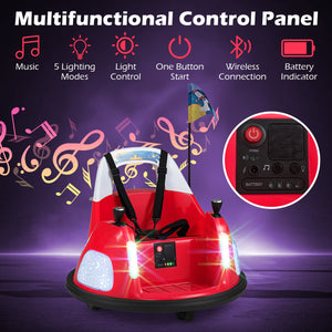 12V Kids Ride On Bumper Car with Remote Control and Flashing Lights-Red view 8