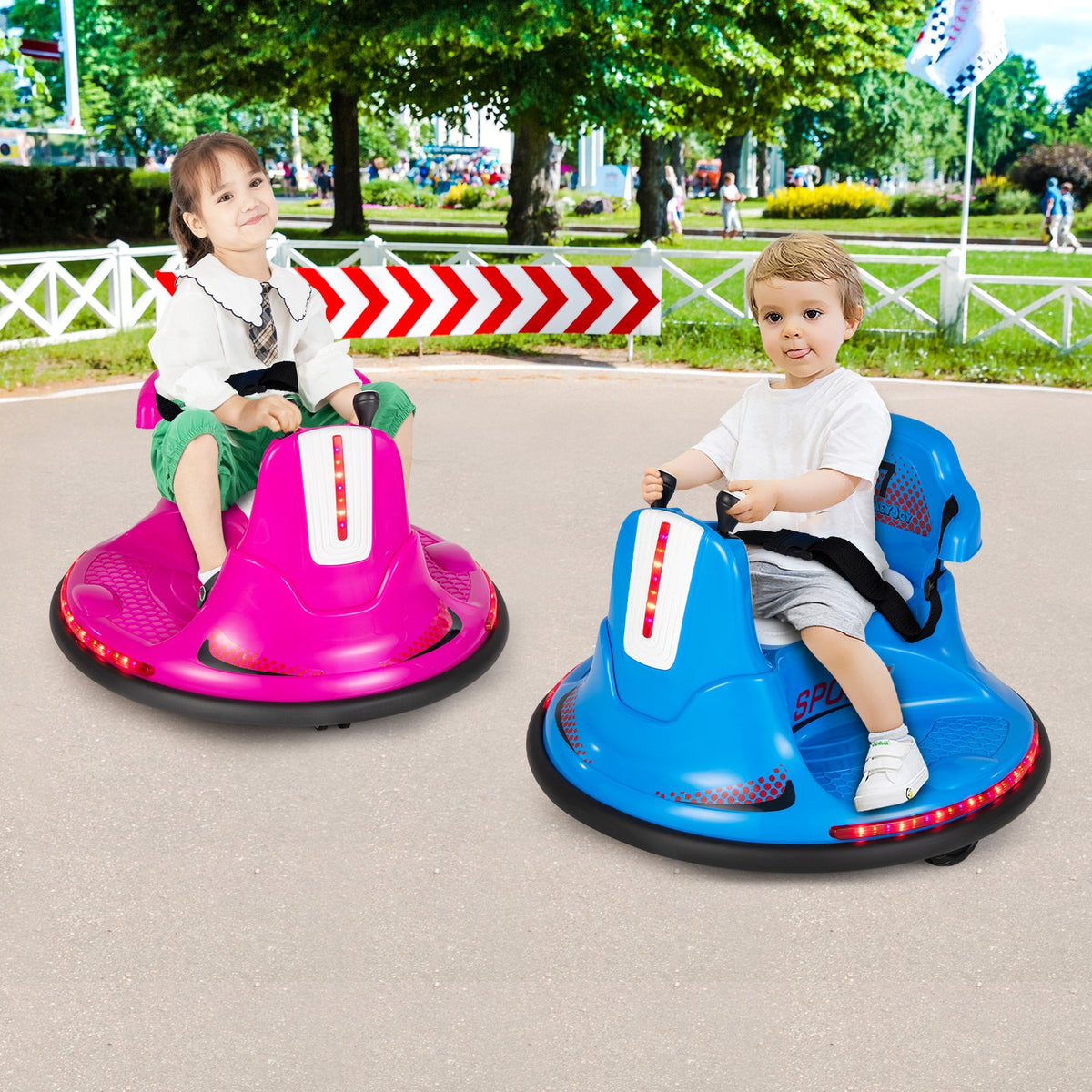 12V Kids Ride On Bumper Car with Remote Control Lights and Music-Blue view 2