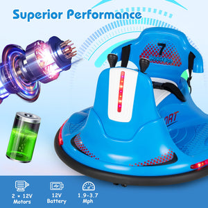 12V Kids Ride On Bumper Car with Remote Control Lights and Music-Blue view 5