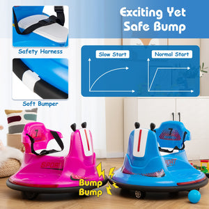 12V Kids Ride On Bumper Car with Remote Control Lights and Music-Blue view 6