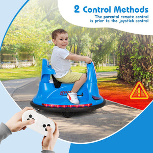 12V Kids Ride On Bumper Car with Remote Control Lights and Music-Blue view 8