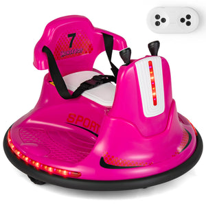 12V Kids Ride On Bumper Car with Remote Control Lights and Music-Pink view 3