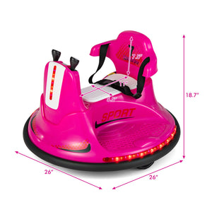 12V Kids Ride On Bumper Car with Remote Control Lights and Music-Pink view 4