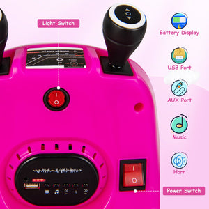 12V Kids Ride On Bumper Car with Remote Control Lights and Music-Pink view 7