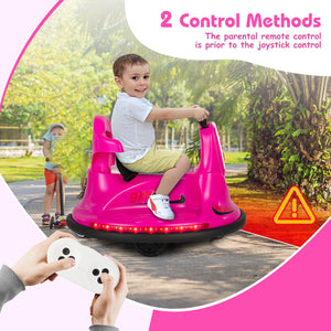 12V Kids Ride On Bumper Car with Remote Control Lights and Music-Pink view 9