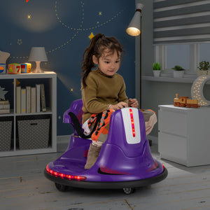 12V Kids Ride On Bumper Car with Remote Control Lights and Music-Purple view 3