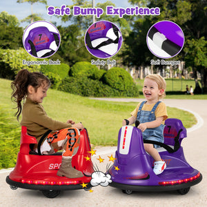 12V Kids Ride On Bumper Car with Remote Control Lights and Music-Purple view 7