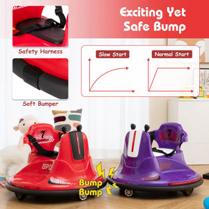 12V Kids Ride On Bumper Car with Remote Control Lights and Music-Red view 5