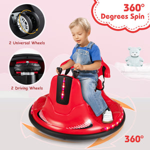 12V Kids Ride On Bumper Car with Remote Control Lights and Music-Red view 7