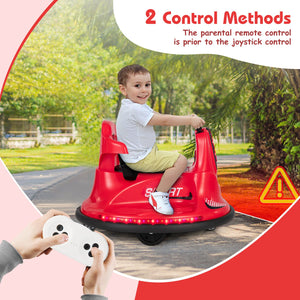 12V Kids Ride On Bumper Car with Remote Control Lights and Music-Red view 8