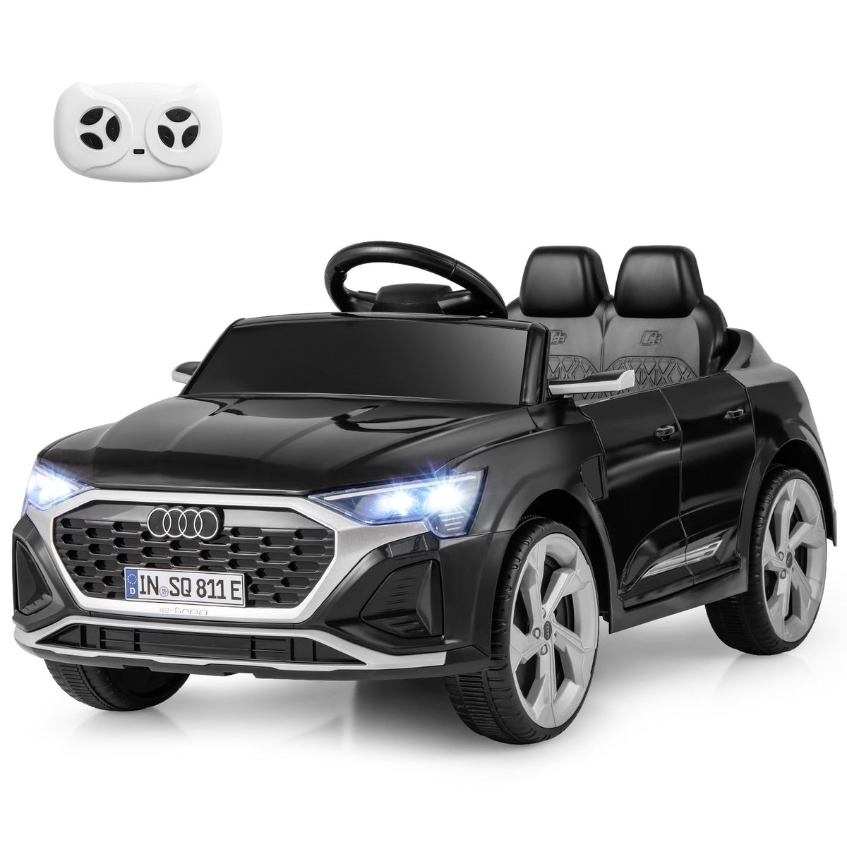12V Kids Ride on Car Licensed Audi SQ8 with Remote Control and 3 Speeds-Black view 3