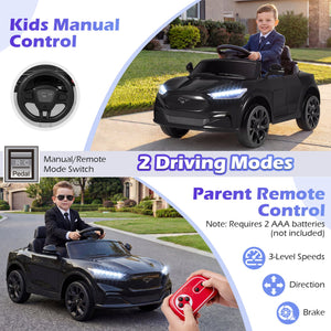 12V Kids Ride on Car Licensed Ford Mach E with Parent Control and Horn-Black view 5