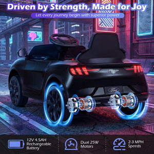 12V Kids Ride on Car Licensed Ford Mach E with Parent Control and Horn-Black view 8
