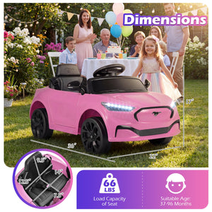 12V Kids Ride on Car Licensed Ford Mach E with Parent Control and Horn-Pink view 4