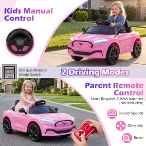 12V Kids Ride on Car Licensed Ford Mach E with Parent Control and Horn-Pink view 5