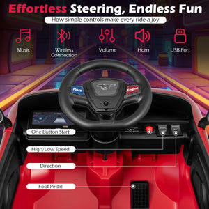 12V Kids Ride on Car Licensed Ford Mach E with Parent Control and Horn-Red view 6