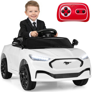 12V Kids Ride on Car Licensed Ford Mach E with Parent Control and Horn-White view 3