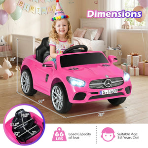 12V Kids Ride on Car Licensed Mercedes-Benz with Remote and Music-Pink view 5