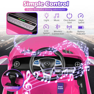 12V Kids Ride on Car Licensed Mercedes-Benz with Remote and Music-Pink view 8