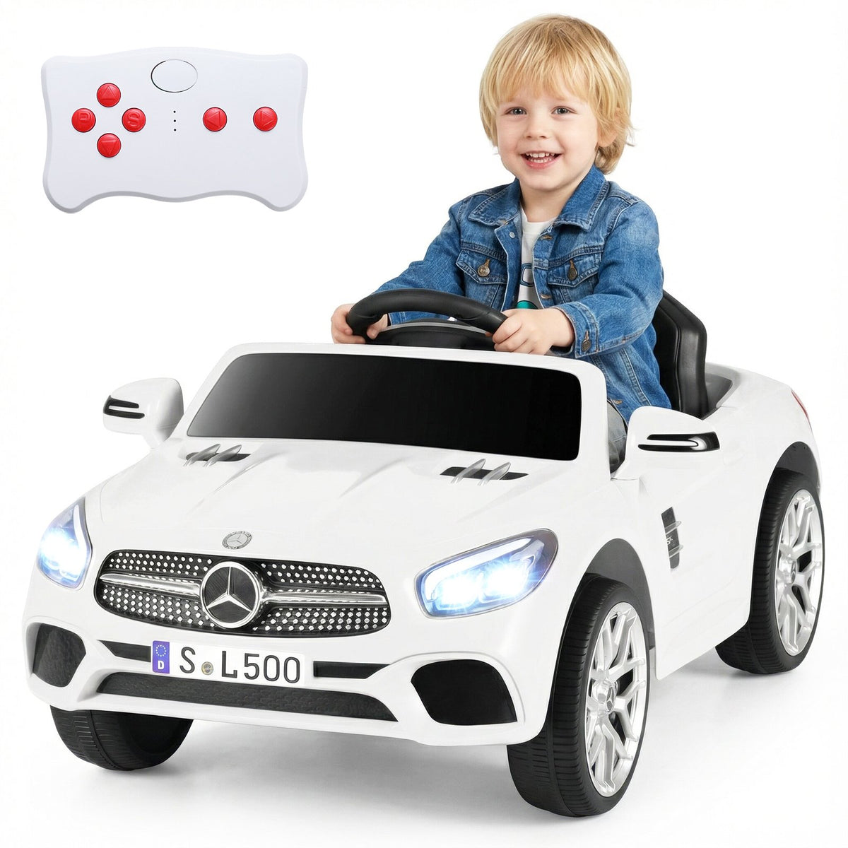 12V Kids Ride on Car Licensed Mercedes-Benz with Remote and Music-White view 4