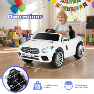12V Kids Ride on Car Licensed Mercedes-Benz with Remote and Music-White view 5