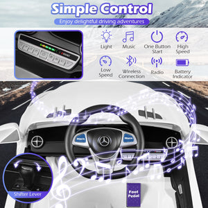 12V Kids Ride on Car Licensed Mercedes-Benz with Remote and Music-White view 8