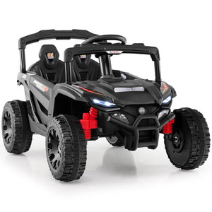 12V Kids Ride On Car UTV Electric Vehicle with LED Lights, Music and Horn-Black