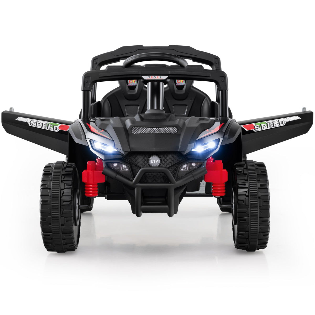 12V Kids Ride On Car UTV Electric Vehicle with LED Lights, Music and Horn-Black view 4