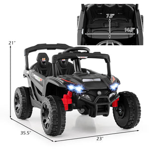 12V Kids Ride On Car UTV Electric Vehicle with LED Lights, Music and Horn-Black view 5