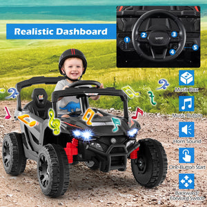 12V Kids Ride On Car UTV Electric Vehicle with LED Lights, Music and Horn-Black view 7