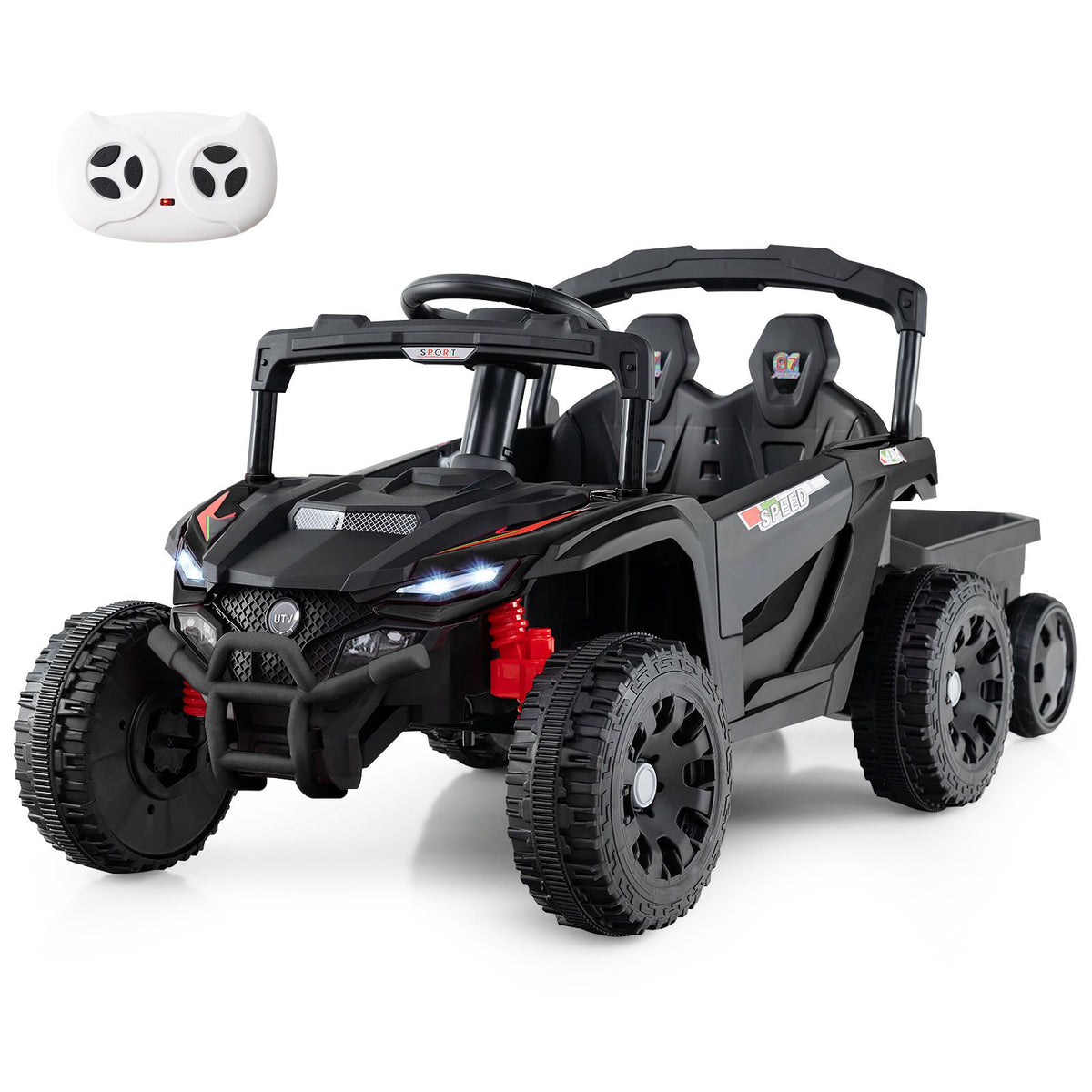 12V Battery Powered Ride On Tractor with Parent Remote Control-Dark Gray