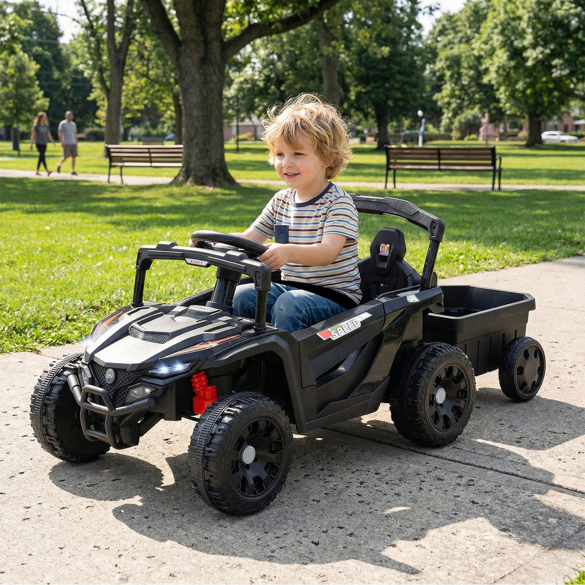 12V Battery Powered Ride On Tractor with Parent Remote Control-Dark Gray view 3