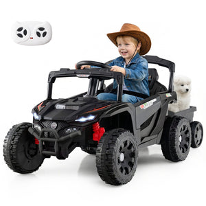12V Battery Powered Ride On Tractor with Parent Remote Control-Dark Gray view 4
